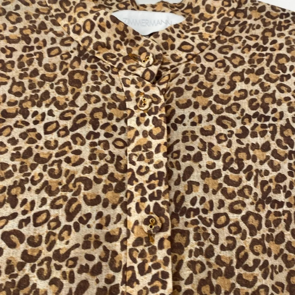 Zimmerman Empire Tiered Dress in Spliced Animal Print in Brown Maxi Dress Size 0 - Picture 9 of 13